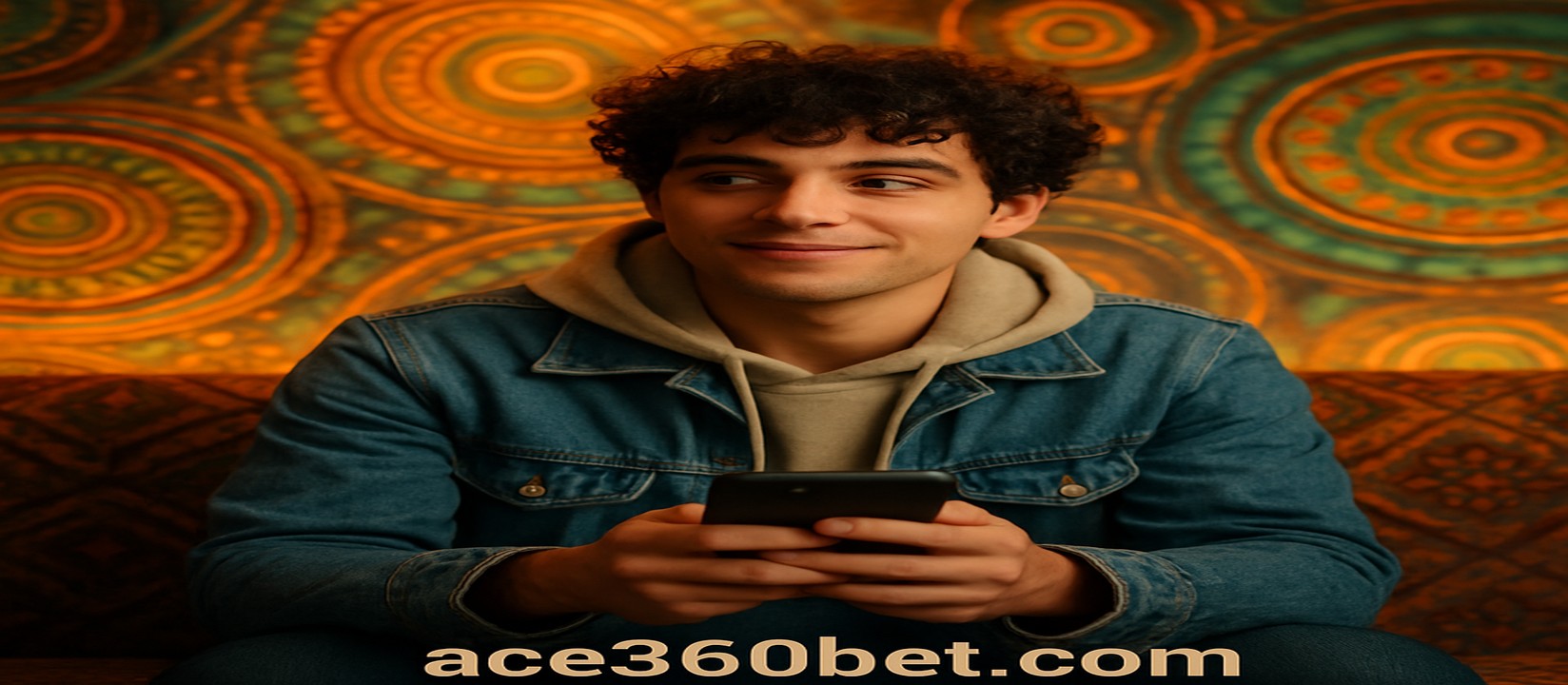 সামনের সোফায় আরাম করে বসে স্মার্টফোনে ace360 অ্যাপ ব্যবহার করছেন একজন ব্যক্তি